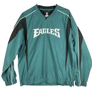 NFL Team Apparel Philadelphia Eagles Windbreaker Men's M Green V-Neck Pullover